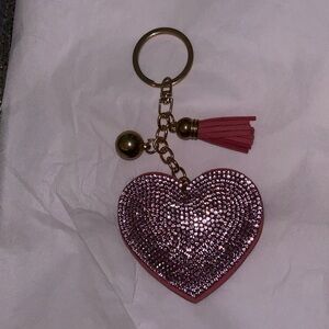Pink Heart Keychain with Tassel